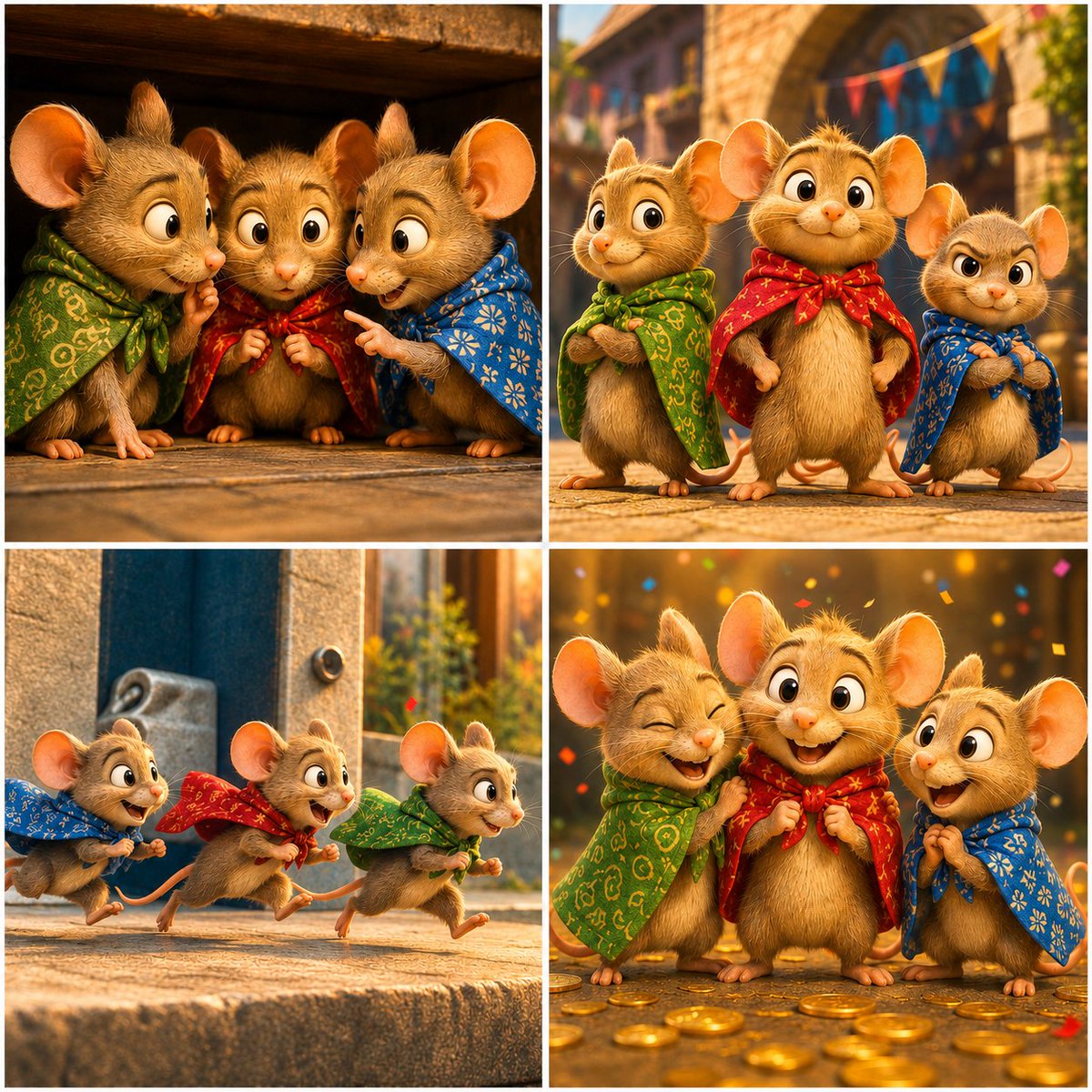 Cozy Mice Bank Heist Storyboard — Sora 2 Prompt
