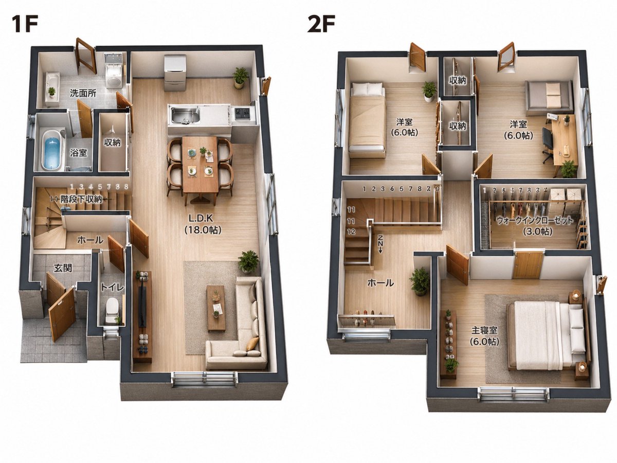 2D-Grundriss zu 3D-isometrische Immobilienvisualisierung — S