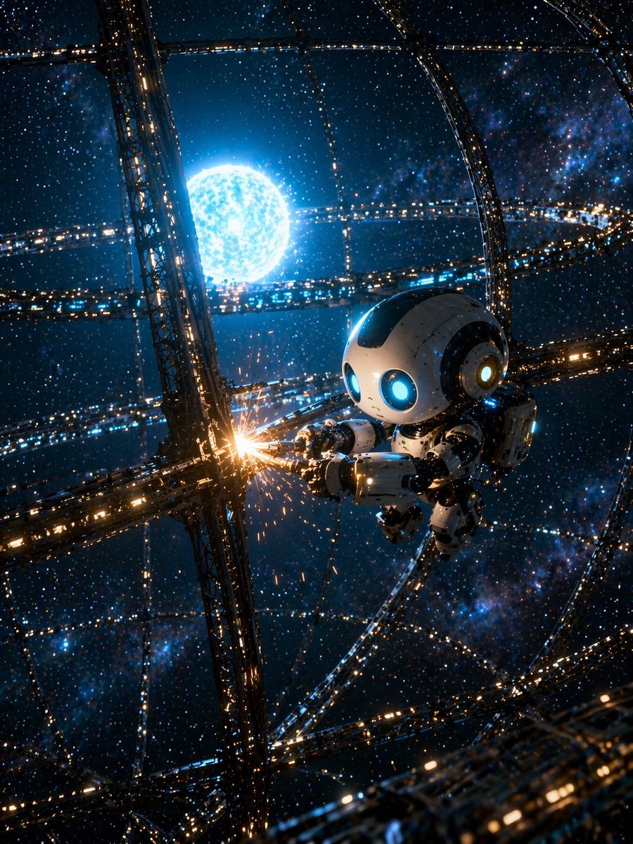 Chibi Robot Welding Space Structure — Sora 2 Prompt