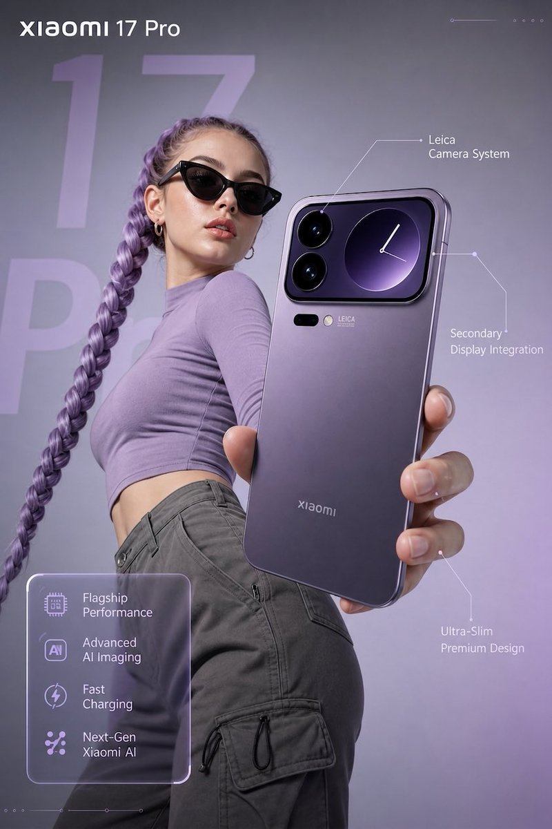 Xiaomi 17 Pro Fashion Tech Ad Poster — Sora 2 Prompt
