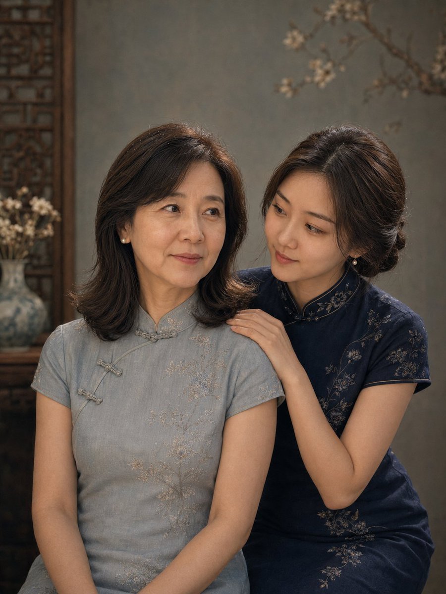 Vintage Qipao Mother-Daughter Portrait — Sora 2 Prompt