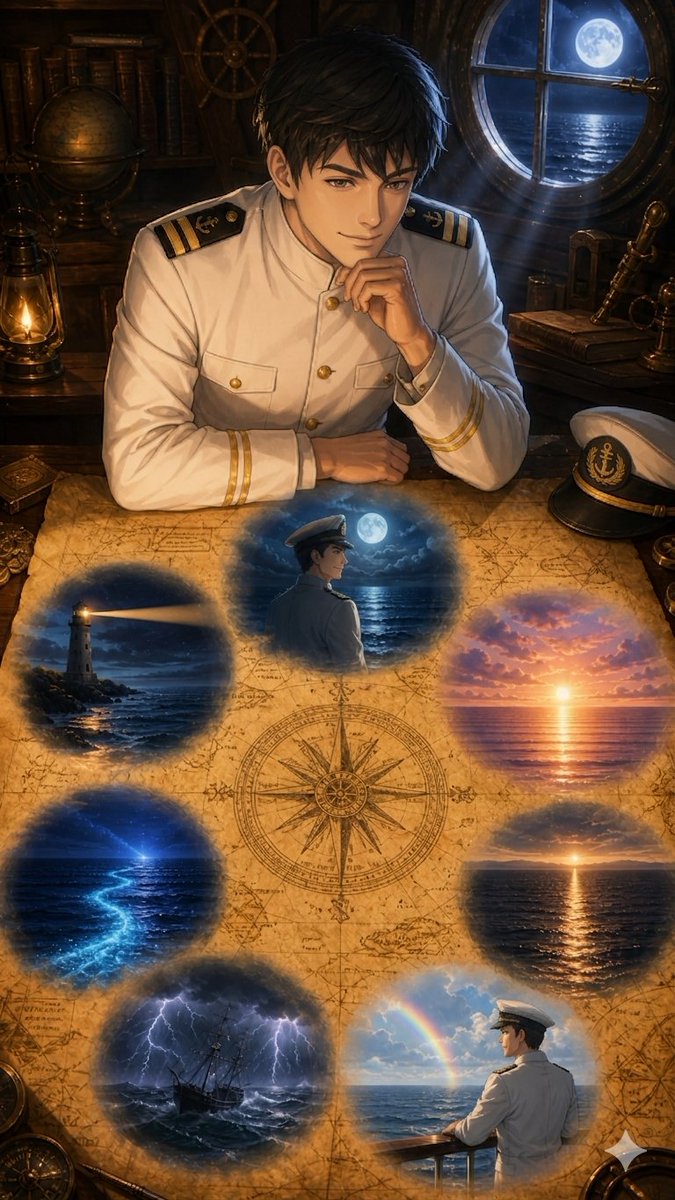 Naval Officer's Enchanted Map — Anime Fantasy Prompt