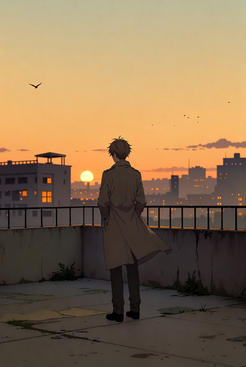 Golden Week Ending Rooftop Sunset — Sora 2 Prompt