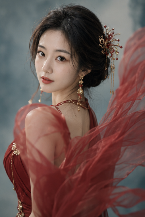 New Chinese Style Koi Portrait — 2×2 Grid Photo Prompt
