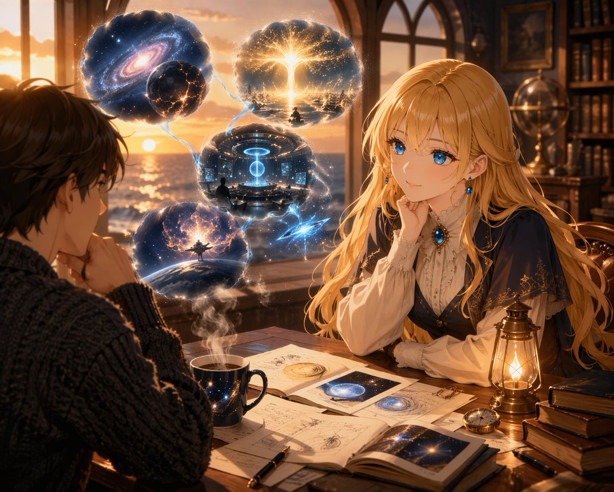 Anime Scholars & Cosmic Holograms — Sora 2 Prompt