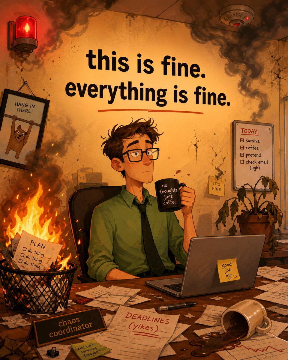 Satirical Office Chaos — This Is Fine Prompt