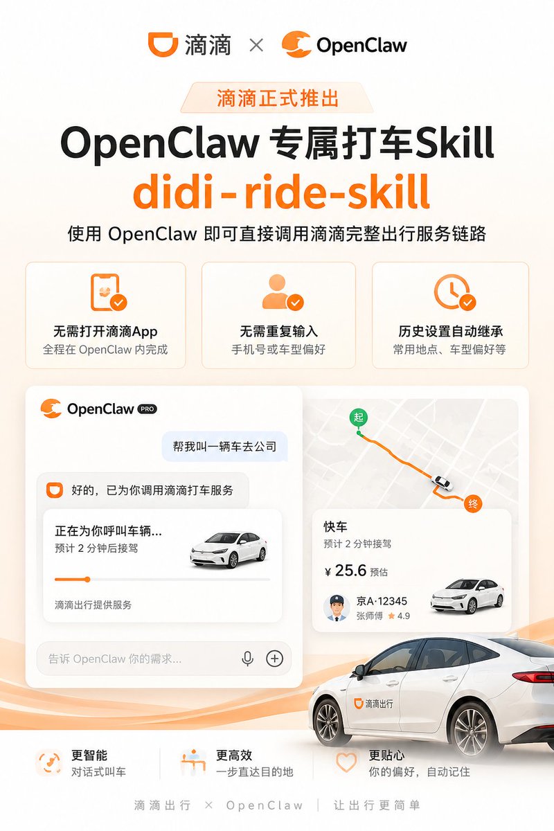 Didi × OpenClaw AI Ride Poster — Modern SaaS Launch Announcement