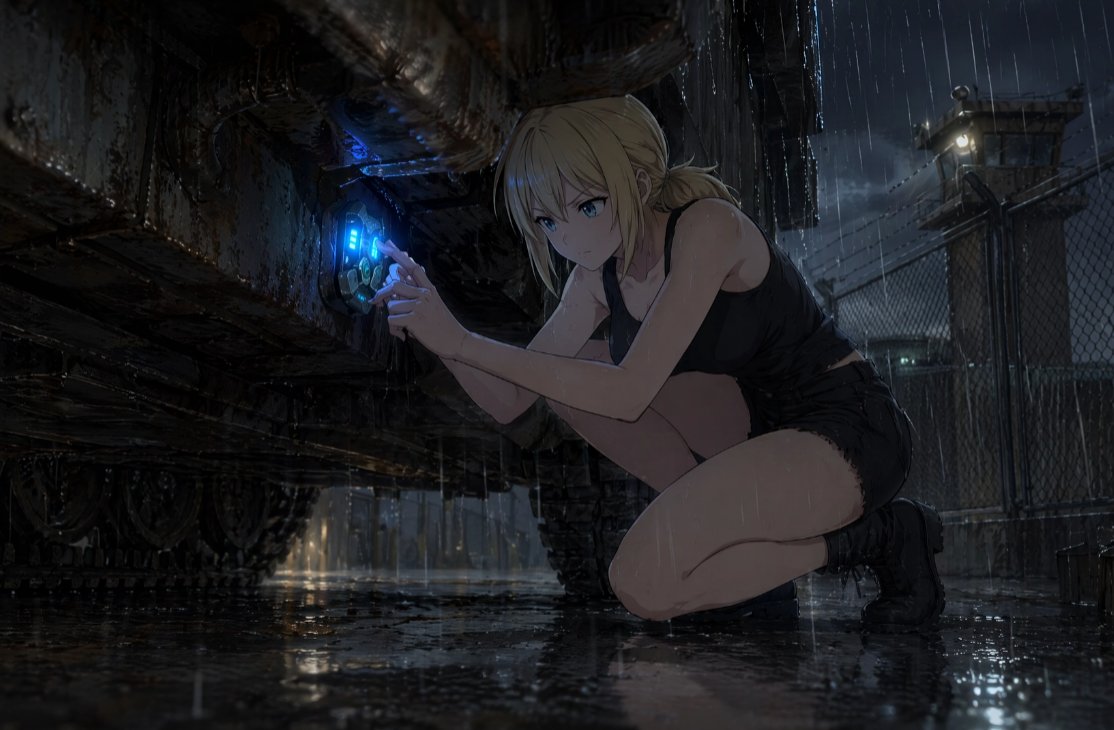 Rainy Sci-Fi Infiltration Scene — Sora 2 Prompt