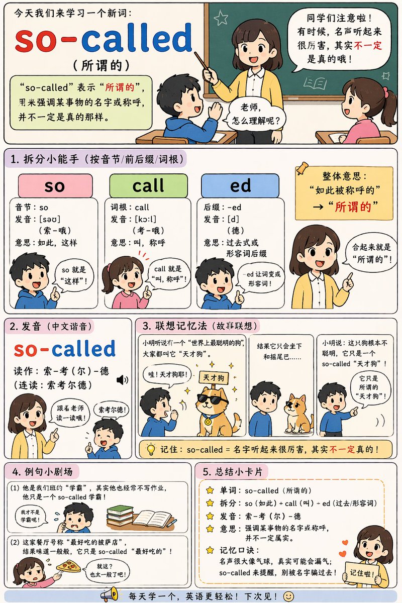 Learn English Words with Cute Chibi Comic Infographic