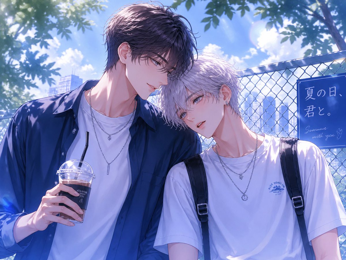 Summer BL Anime Scene with Chain Fence — Sora 2 Prompt