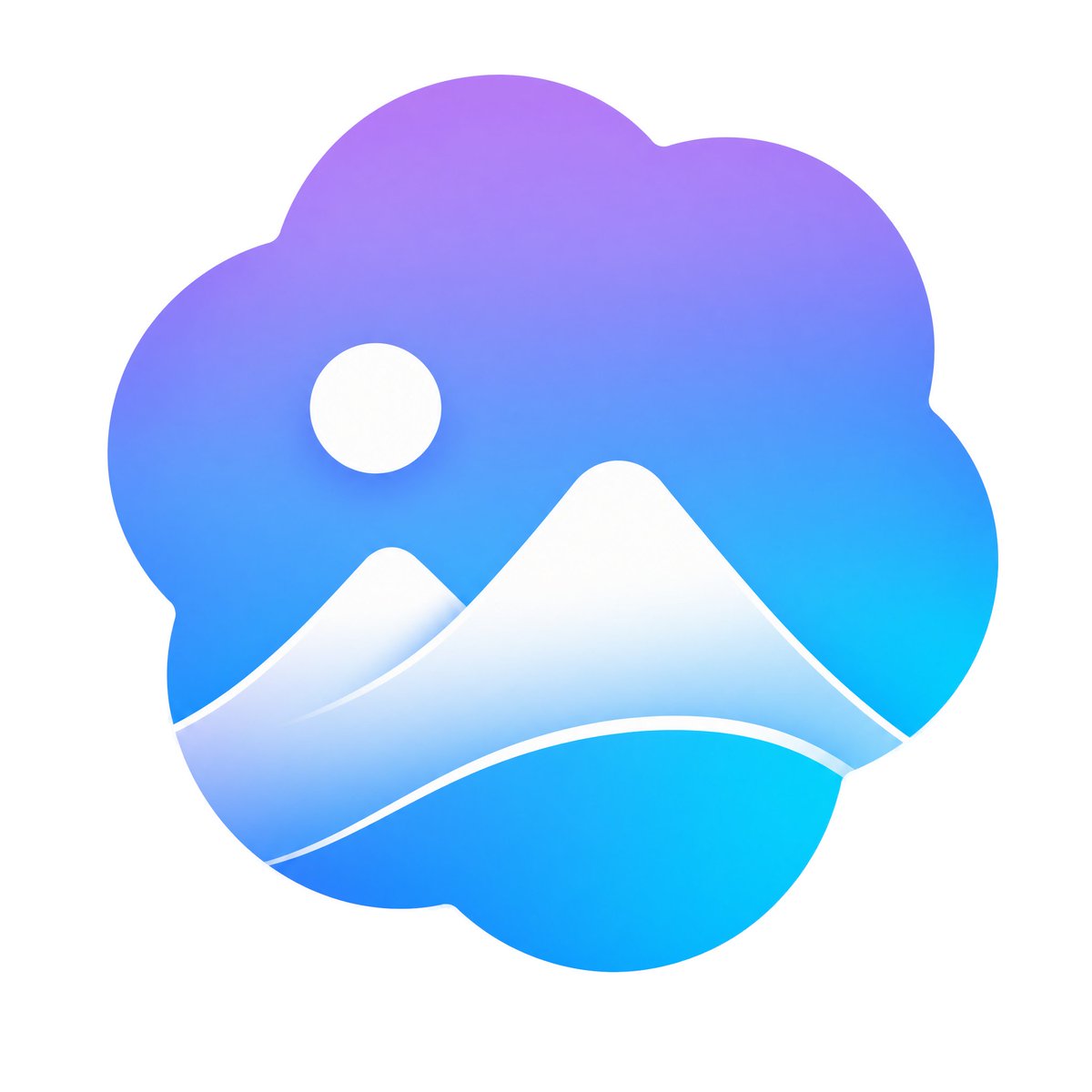 Gradient Mountain Cloud App Icon — Minimalist Landscape Design