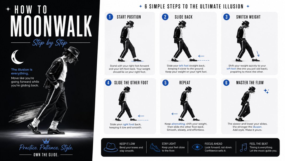 Moonwalk Dance Move Tutorial Poster — Sora 2 Prompt