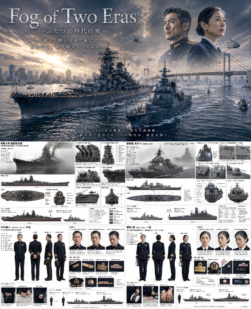 Time-Slip Naval Poster & Schematics — Sora 2 Prompt