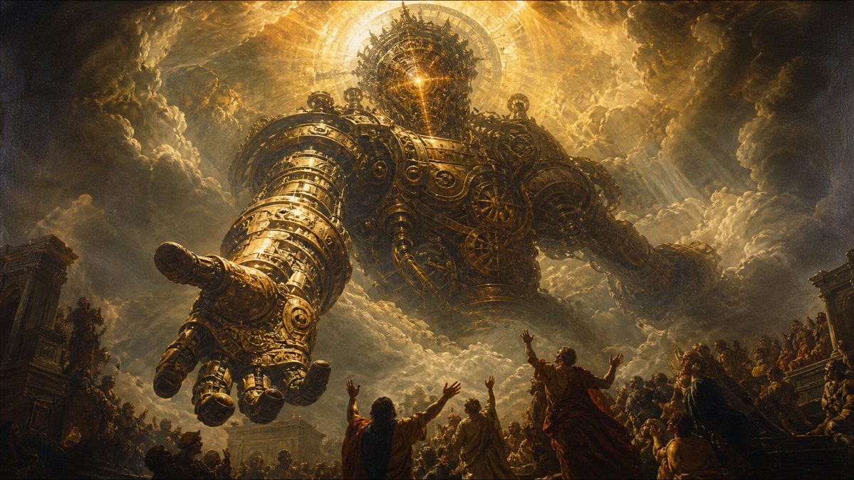 Baroque Clockwork Titan Painting — AI Prompt