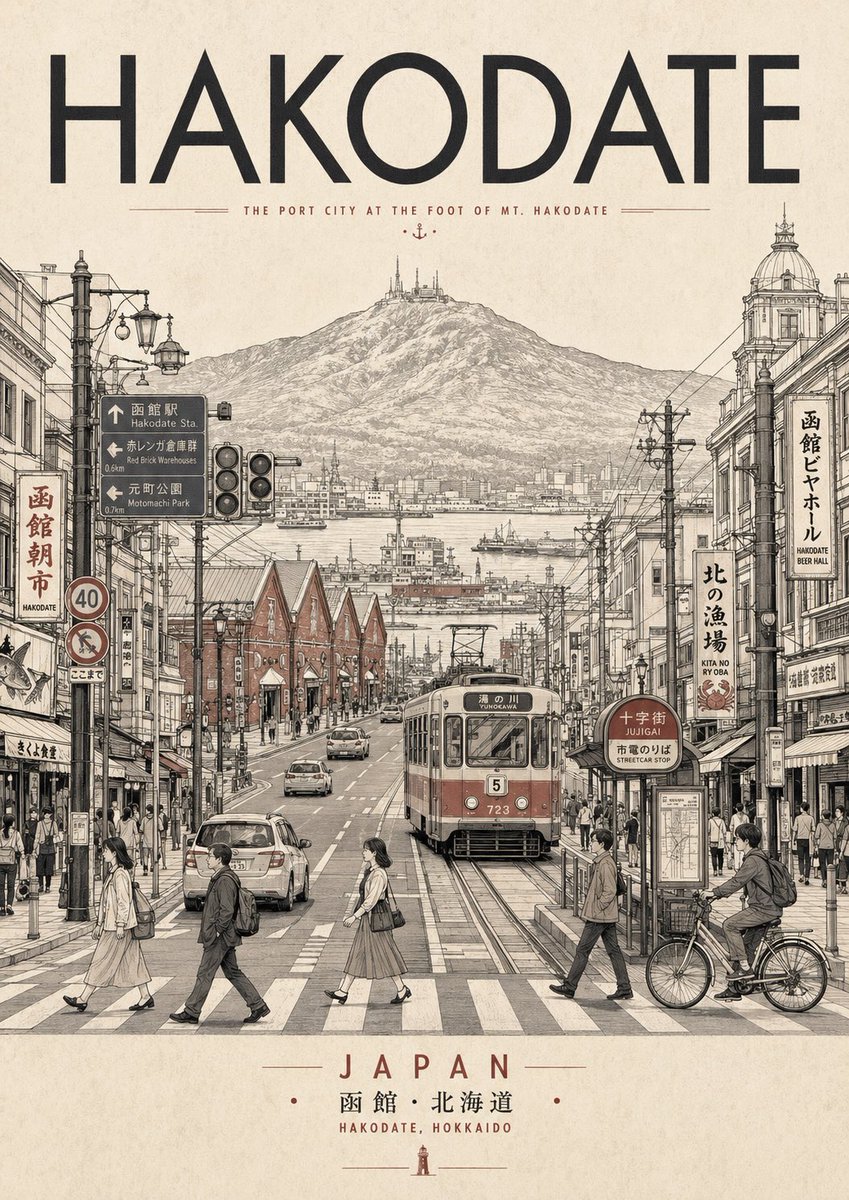 Art Deco Hakodate Poster — Sora 2 Prompt