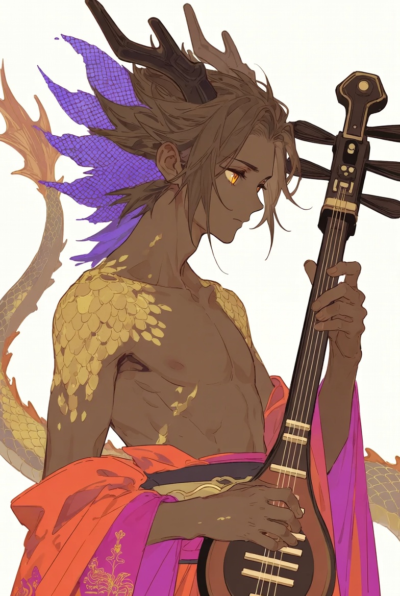 Dragon Musician Portrait — Anime Fantasy Prompt