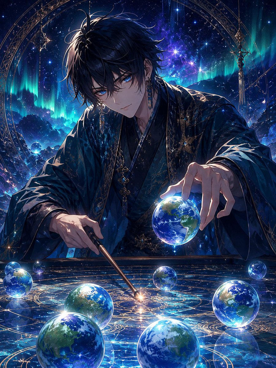 Celestial Mage at Star Chart Table — Anime Fantasy Prompt