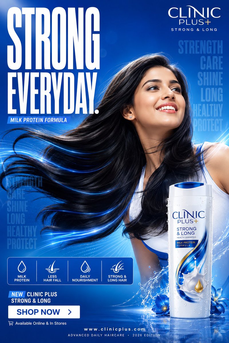 Shampoo Ad Poster — Shiny Long Hair Social Media Visual