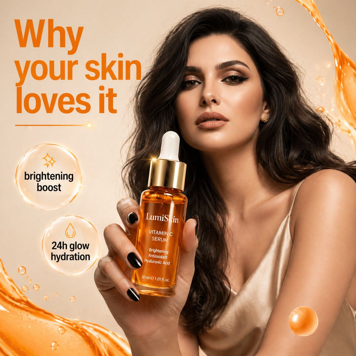 Luxury Skincare Serum Anzeige — Sora 2 Kommerzielle Fotograf