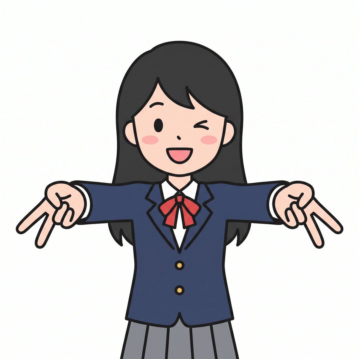 Cute Winking Schoolgirl Peace Sign — Sora 2 Prompt