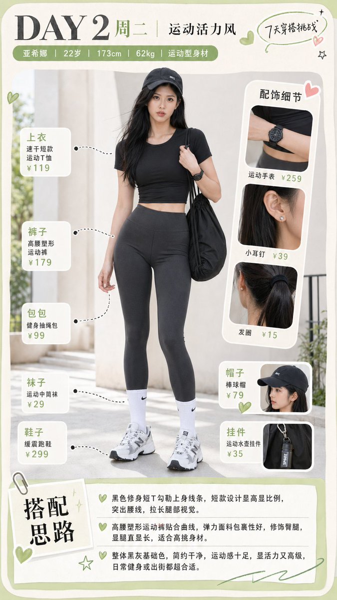 Sporty Outfit Breakdown Poster — Chinese Fashion Infographic