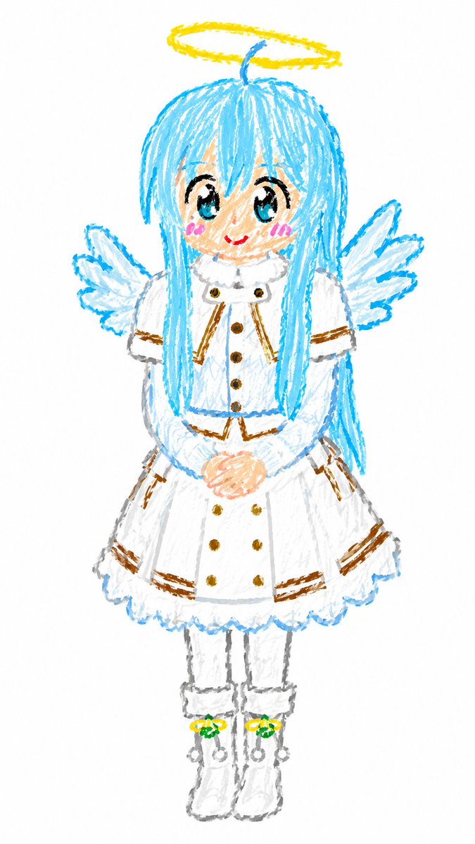 Cute Crayon-Style Q-Version Angel Girl — AI Prompt