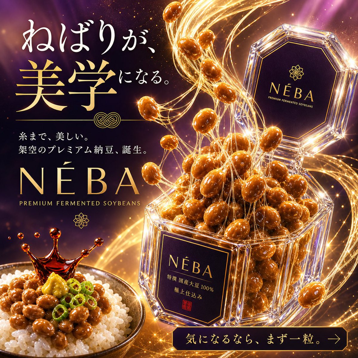 Luxury Natto Ad Banner — Sora 2 Prompt