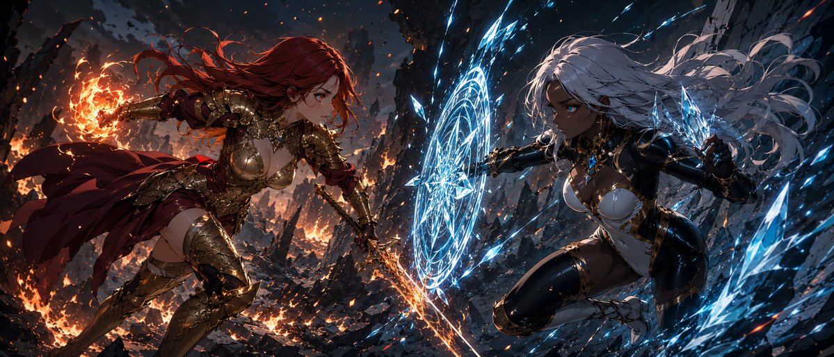 Anime Fire vs Ice Battle — Cinematic Sora 2 Prompt