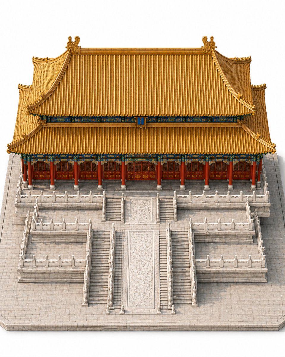 Chinesischer Kaiserpalast — Isometrisches 3D-Modell Render-P