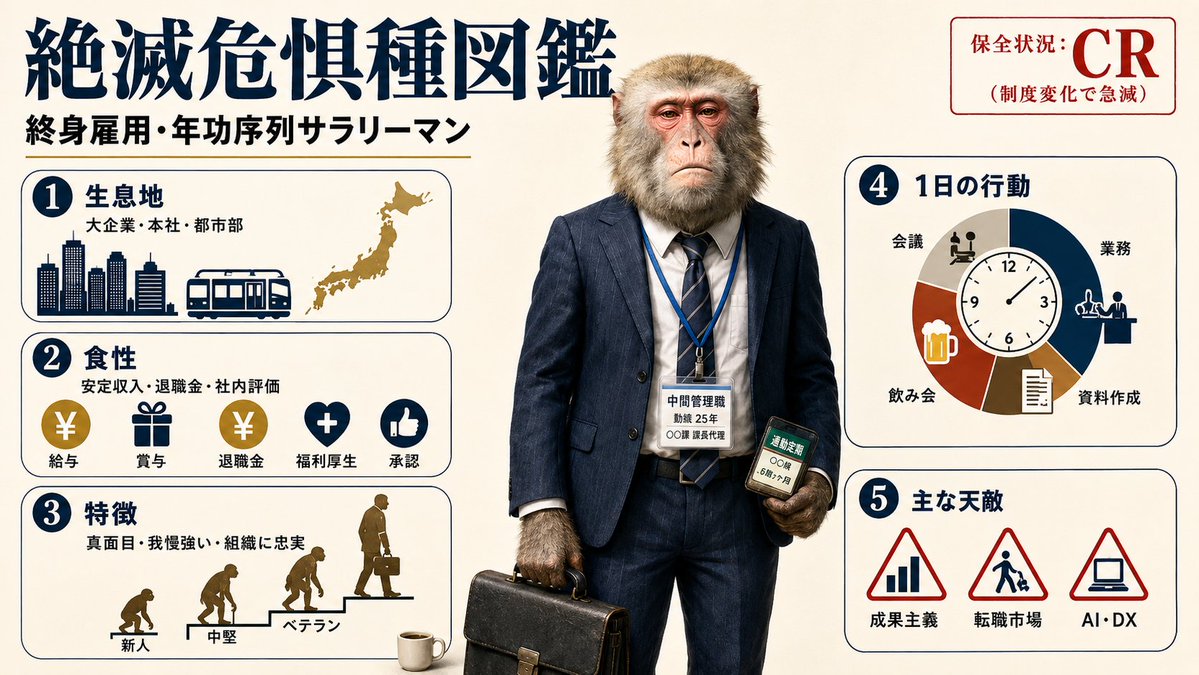 Endangered Species Infographic: The Office Worker — Sora 2 Prompt