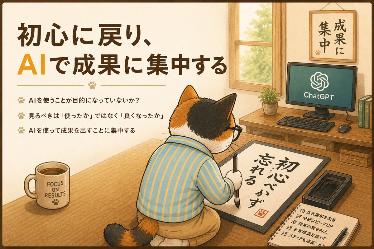 Japanese Calico Cat AI Motivation Poster — Sora 2 Prompt