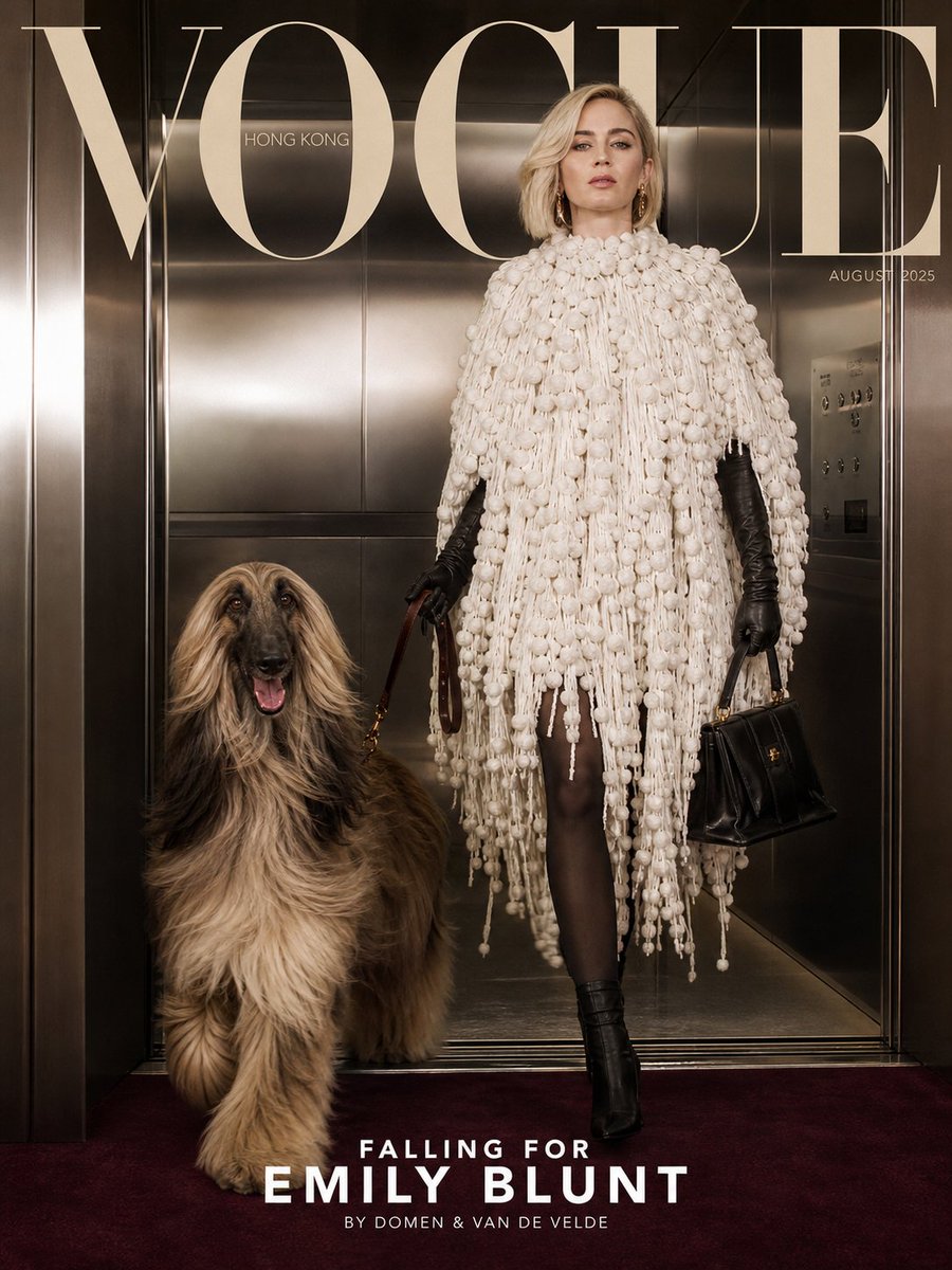 Vogue Hong Kong Cover — Emily Blunt & Afghan Hound Prompt