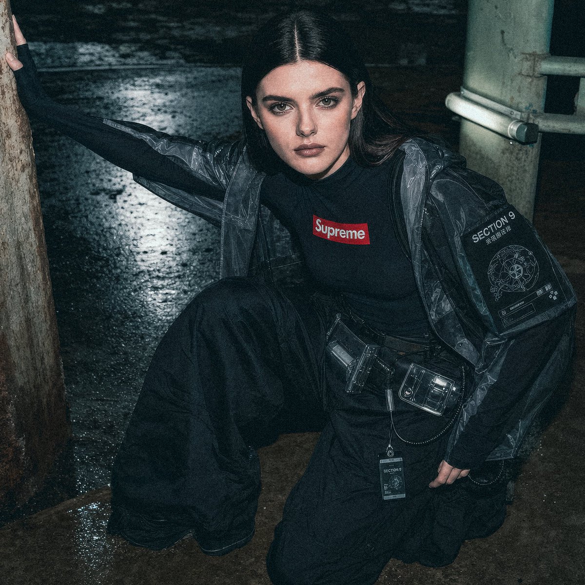 Cyberpunk Fashion Editorial — Supreme x Section 9