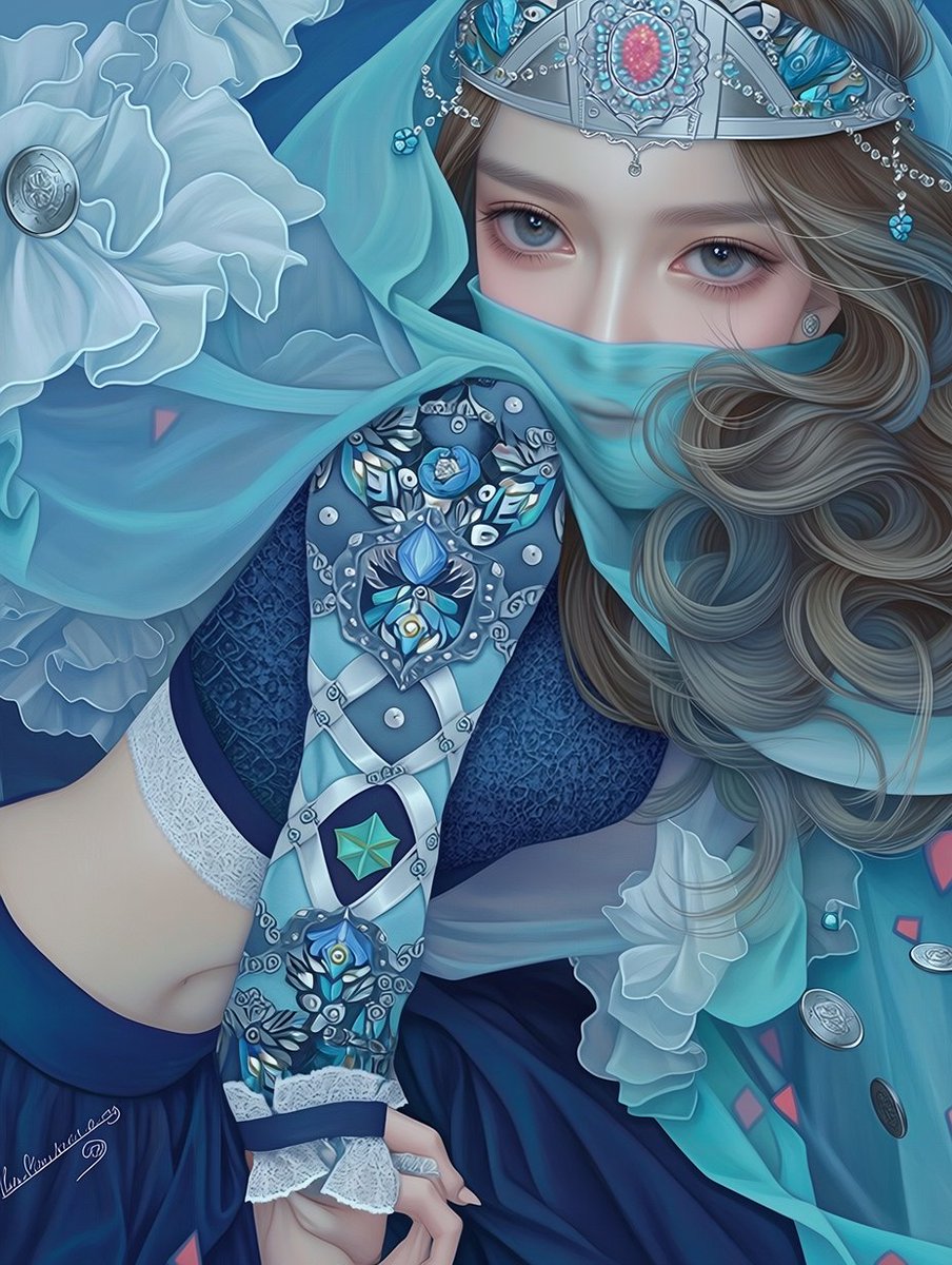 Ornate Blue Belly Dancer — Sora 2 Anime Prompt