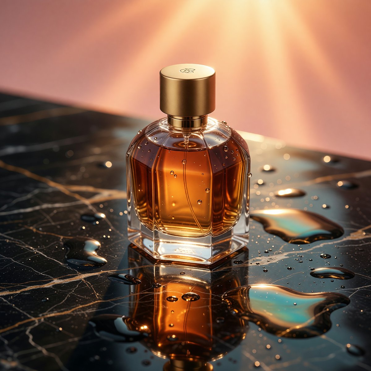 Luxury Perfume Bottle on Wet Marble — Sora 2 Prompt