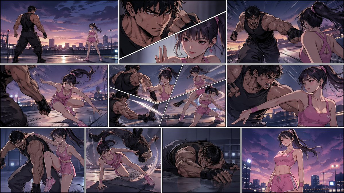 K-Webtoon Fight Storyboard — Cinematic Action Prompt
