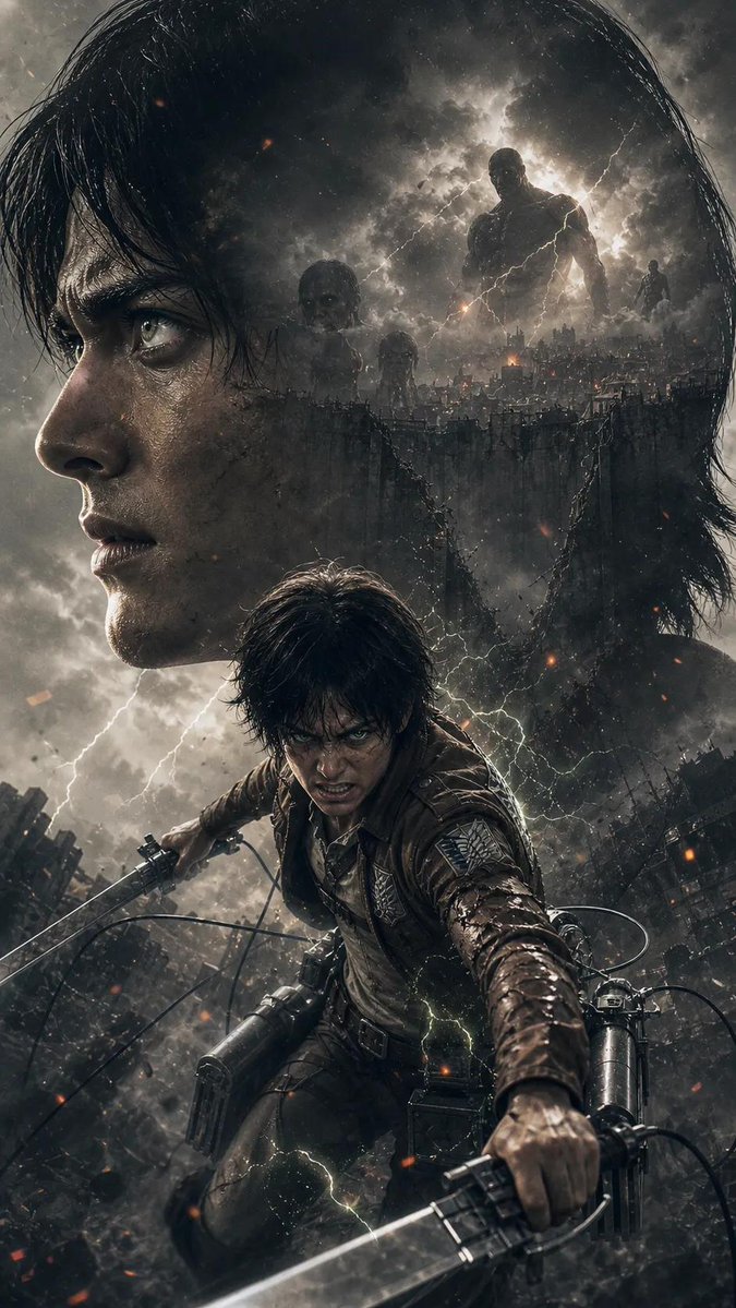 Attack on Titan Dark Fantasy Poster Prompt