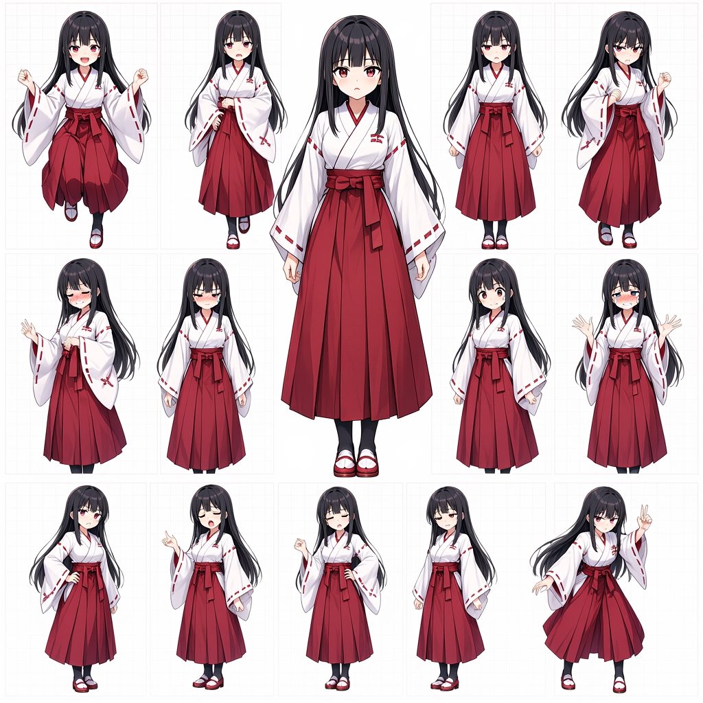 Anime Shrine Maiden Character Sheet — Sora 2 Prompt