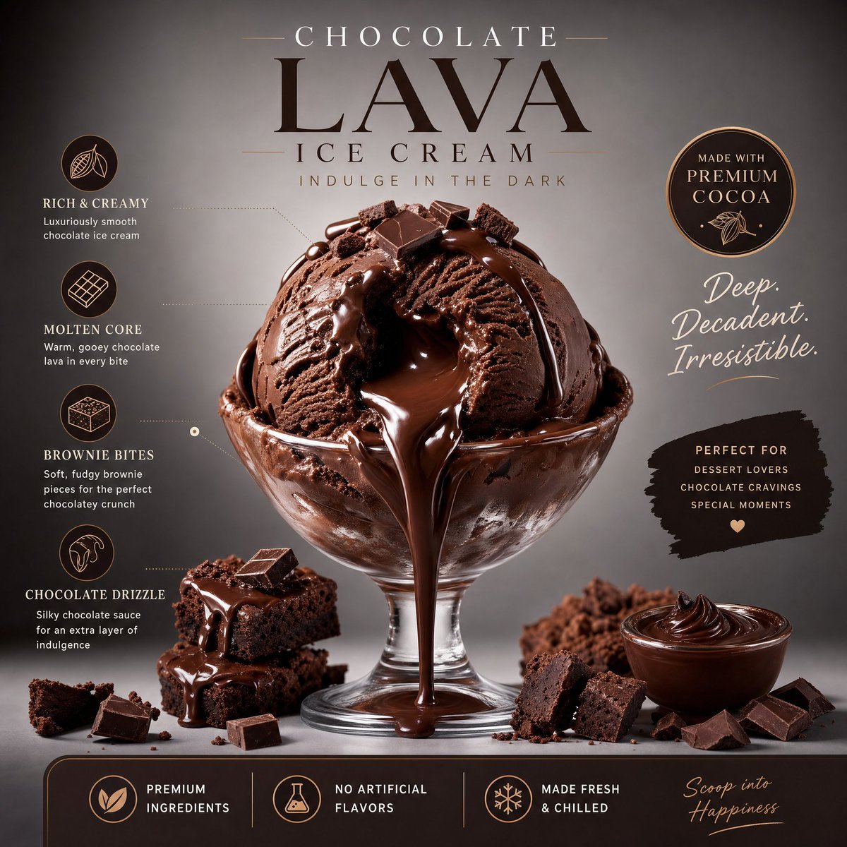 Luxury Chocolate Lava Ice Cream Ad — Sora 2 Prompt