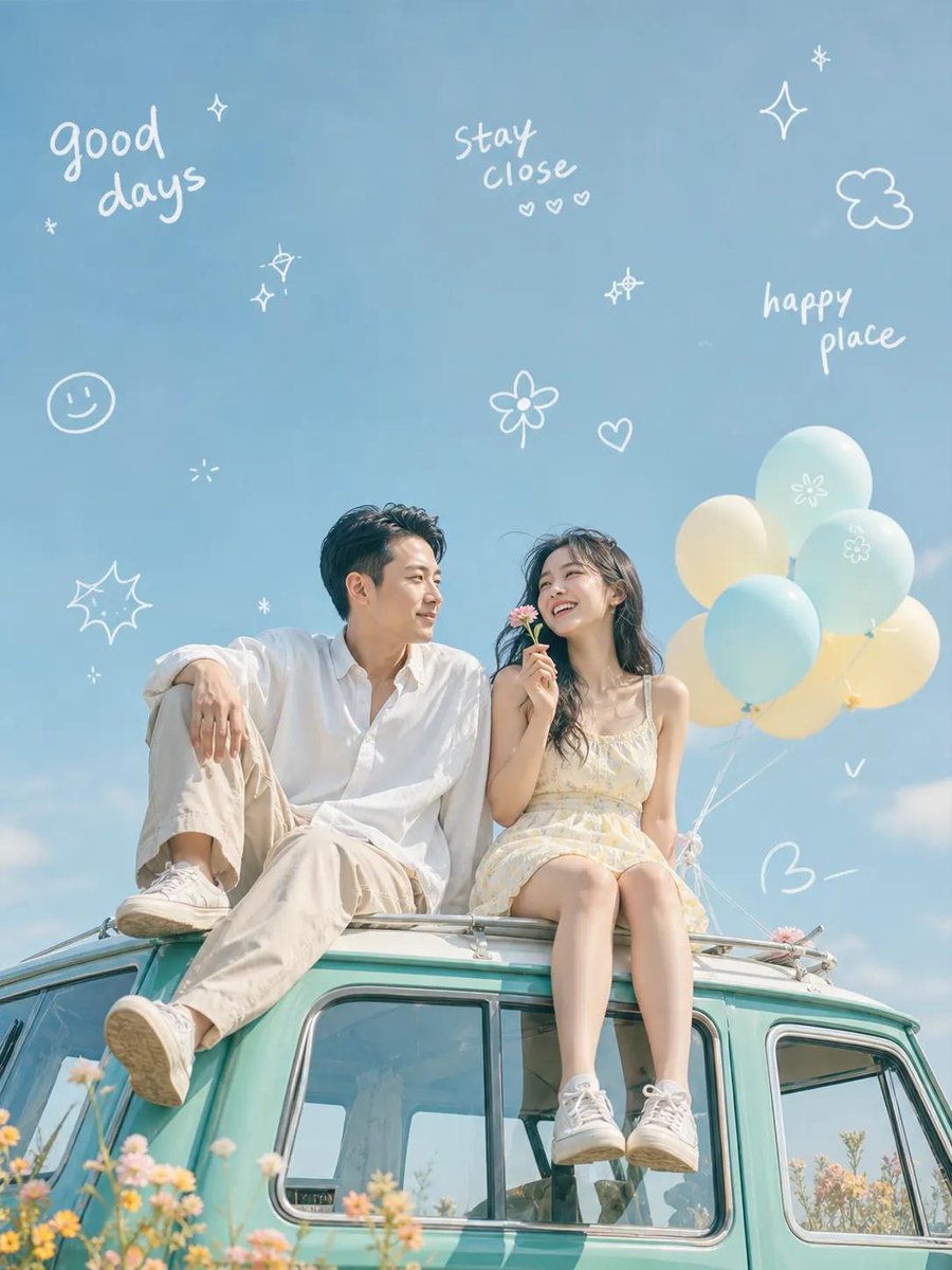 Dreamy Couple on Vintage Van — Sora 2 Lifestyle Prompt