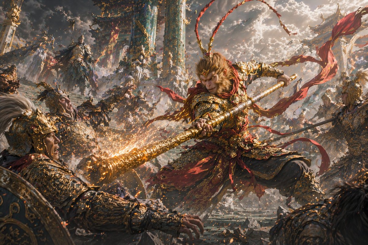 Epic Monkey King Battle — Fantasy Digital Art Prompt