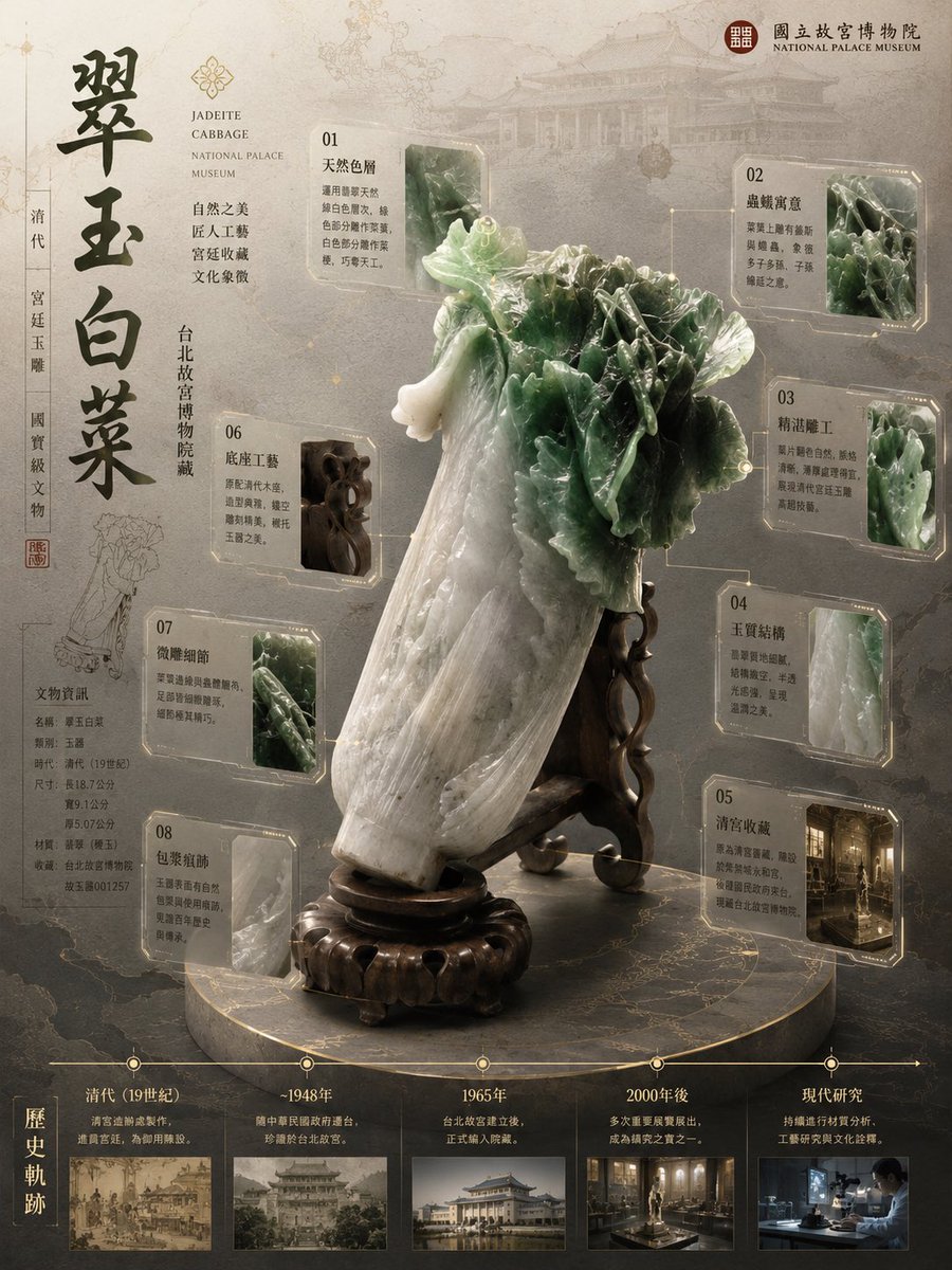 Jadeite Cabbage Museum Poster — Sora 2 Prompt