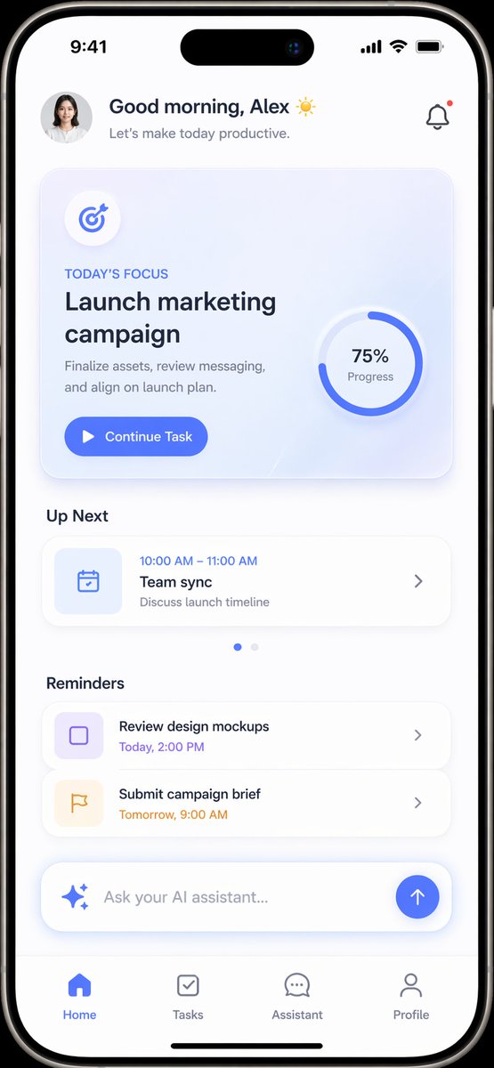 Minimalist Productivity App UI — Sora 2 Prompt