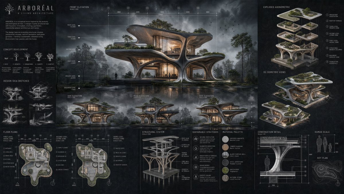 Arboreal Architecture — Organic Tree-Inspired Residence Competition Prompt