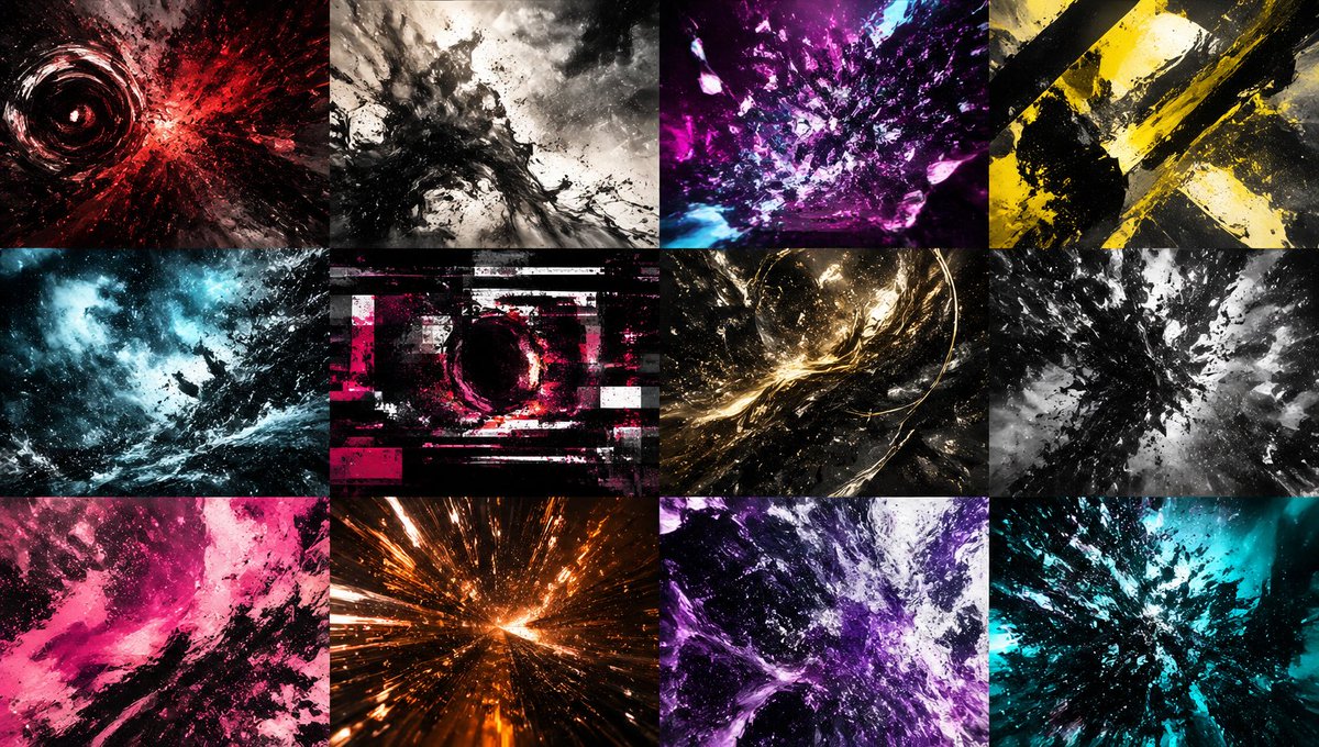 Griglia Esplosione di Energia Astratta — Prompt per Collage 