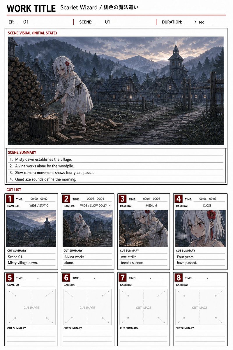 Fantasy Anime Storyboard Template — Sora 2 Prompt