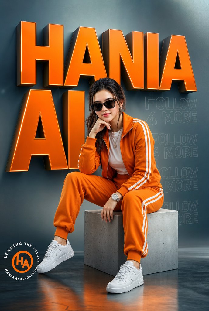 Cinematic Fashion Poster with 3D Orange Typography — Sora 2 Prompt
