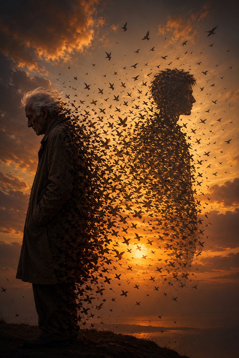 Surreal Elder-to-Birds Transformation — Cinematic Sora 2 Prompt