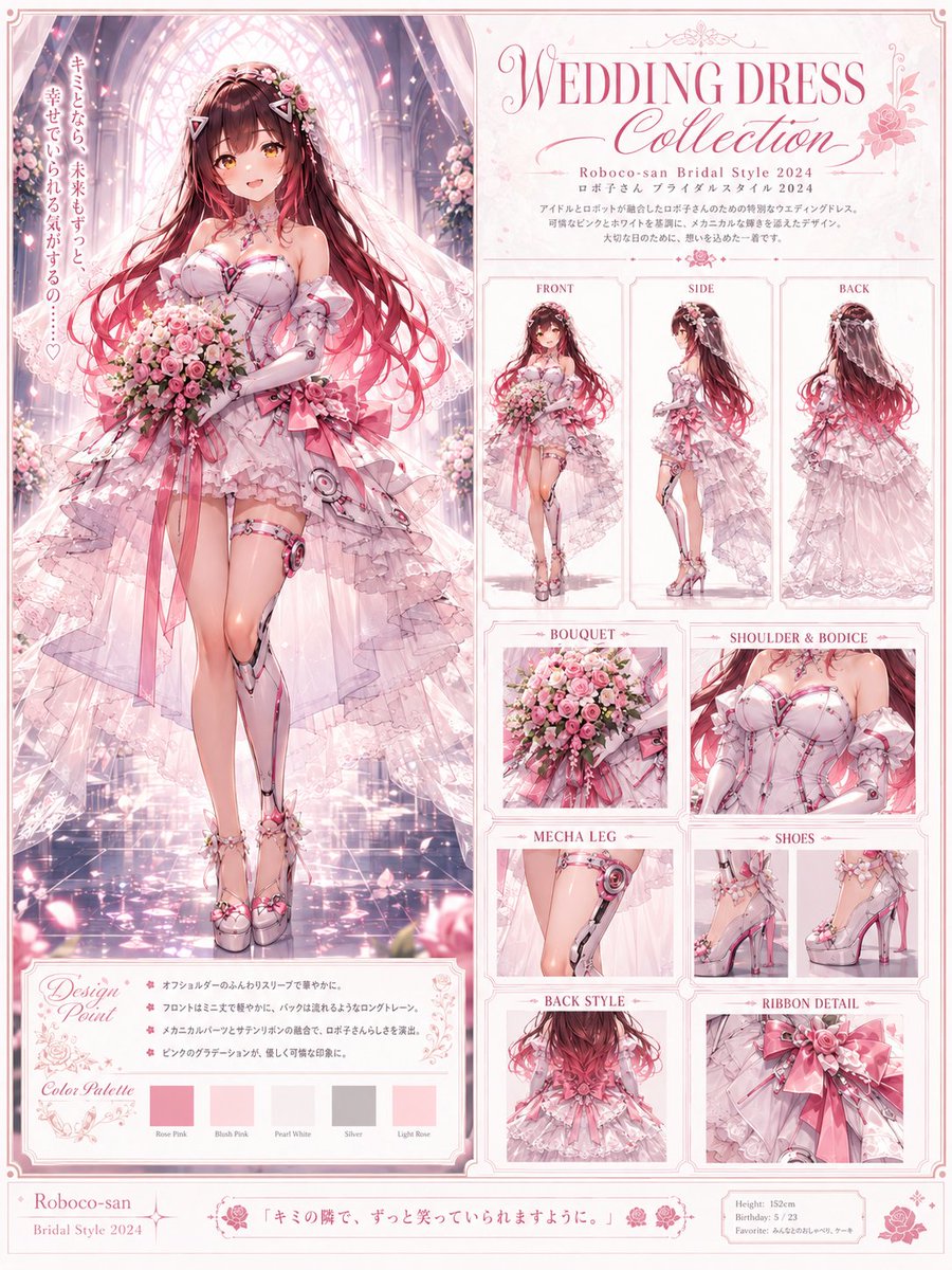 Cyber Bride Anime Fashion Design Sheet — Sora 2 Prompt