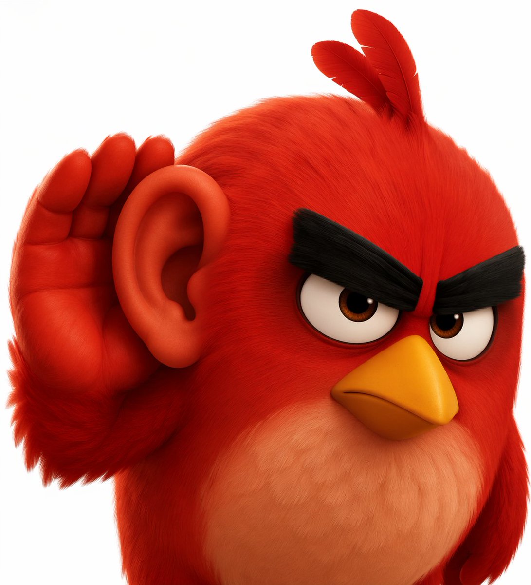 Surreal 3D Red Bird with Human Ear — AI Prompt